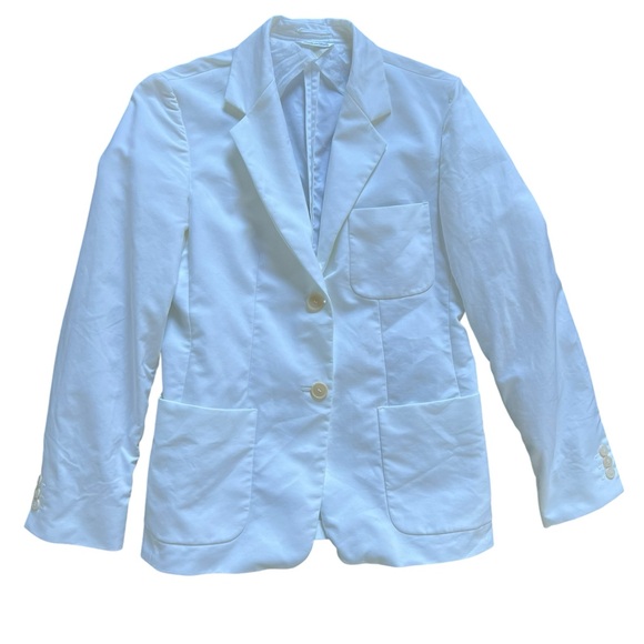 MaxMara White Blazer Max Mara White Cotton 2-Button Blazer US Women's size 6 - Picture 1 of 11